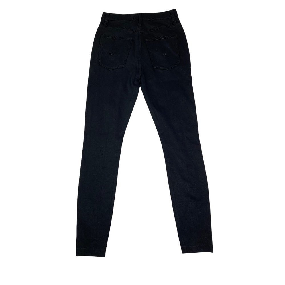 Hudson Womens Barbara Skinny Jeans Black Pockets Denim Front Hem Slit 25 New - Picture 2 of 10